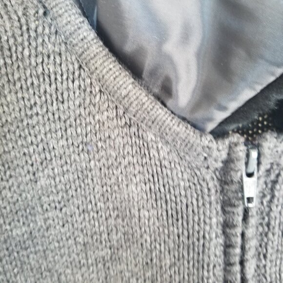 Vintage Snowflake Cardigan Sweater Size XL Zip Up Faux Fur Collar Nordic Design - Picture 4 of 8